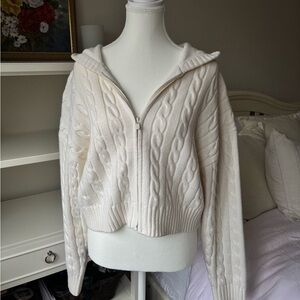 Cable knit zip up
